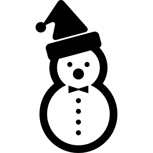 Snowman of two balls of snow with a christmas bonnet  icon