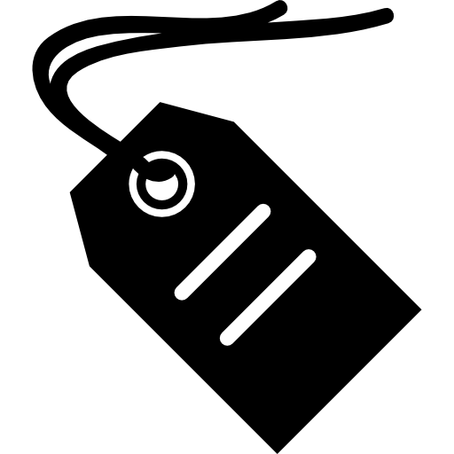 etikettenanhänger mit weißen details und schnur  icon