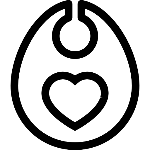 Baby bib with heart outline  icon