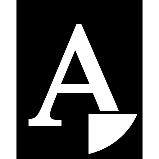 黒地に大きな文字「a」が印刷された紙シート  icon