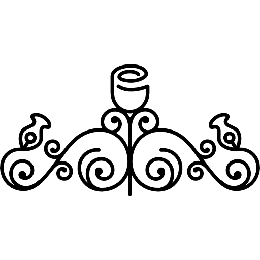 Rose outline variant with vines and leaves  icon