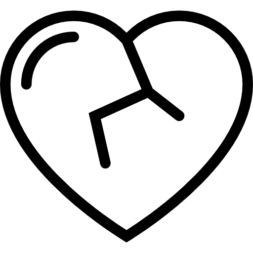 Broken heart Coloring Lineal icon