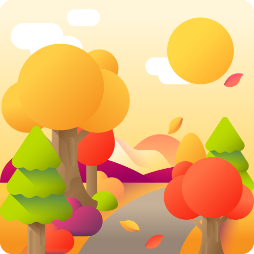 otoño 3D Color icono