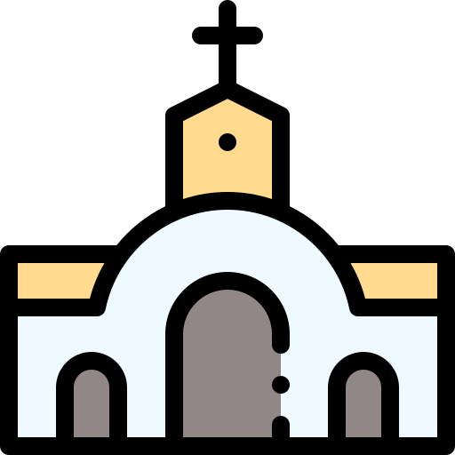 교회에 Detailed Rounded Lineal color icon