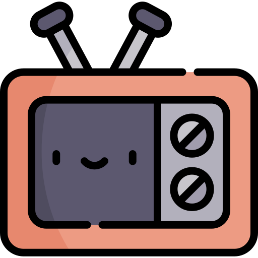 오래된 tv Kawaii Lineal color icon