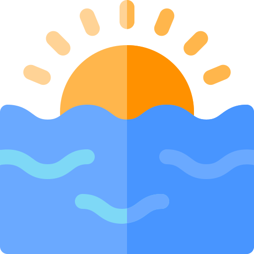 zachód słońca na plaży Basic Rounded Flat ikona