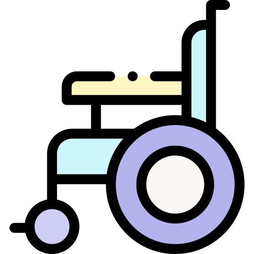 바퀴 달린 의자 Detailed Rounded Lineal color icon