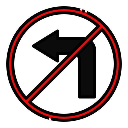 No turn left Generic Outline Color icon