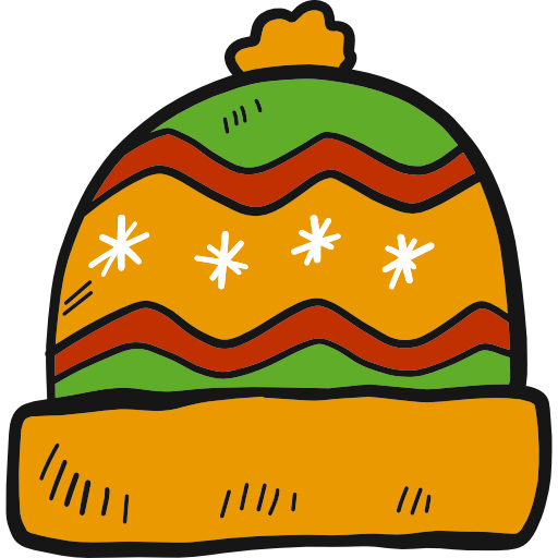 sombrero de invierno Hand Drawn Color icono