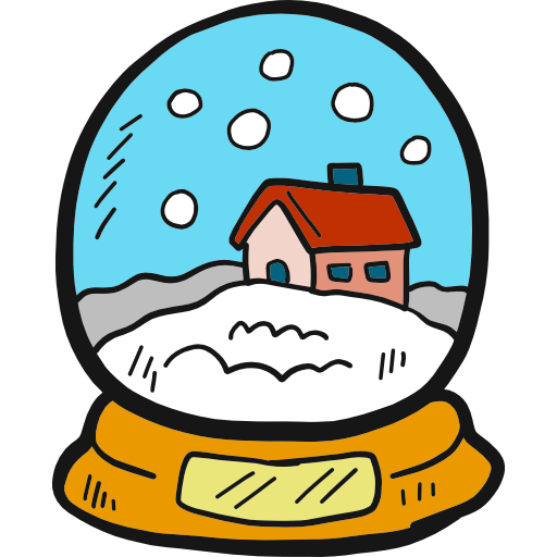 sneeuwbol Hand Drawn Color icoon