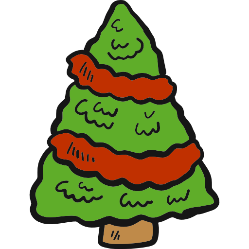 Christmas tree Hand Drawn Color icon