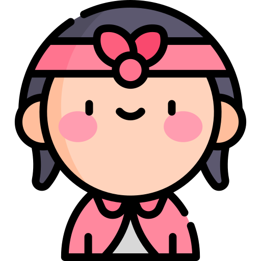 niña Kawaii Lineal color icono