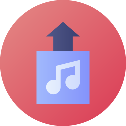 muziek uploaden Flat Circular Gradient icoon