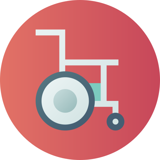 바퀴 달린 의자 Flat Circular Gradient icon