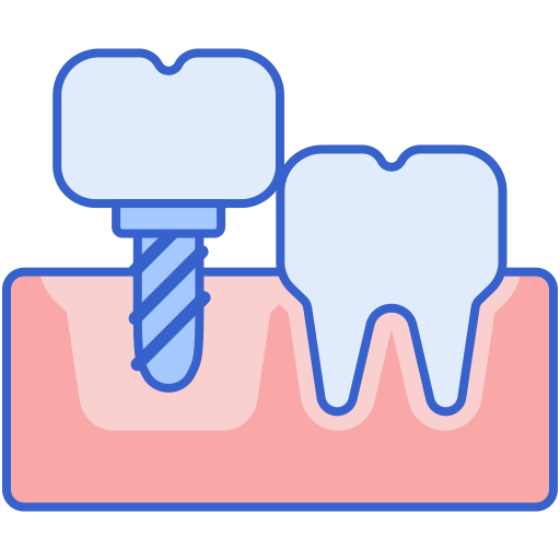 Зубной имплантат Flaticons Lineal Color иконка
