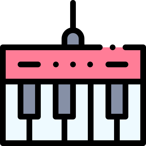 피아노 Detailed Rounded Lineal color icon