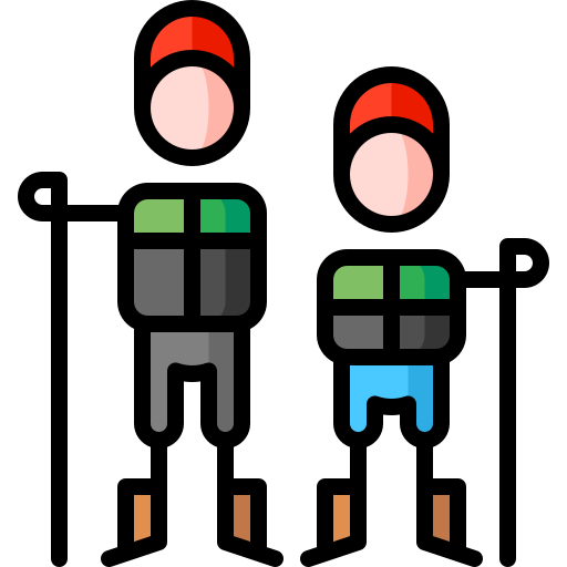 Hiking Puppet Characters Lineal Color icon