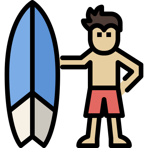 Surf board Generic Outline Color icon