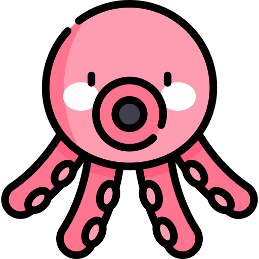 octopus Kawaii Lineal color icoon