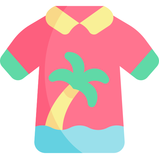 camisa hawaiana Kawaii Flat icono