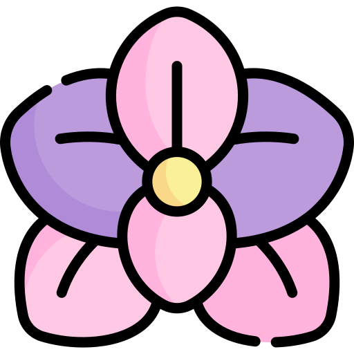 orquídea Kawaii Lineal color icono