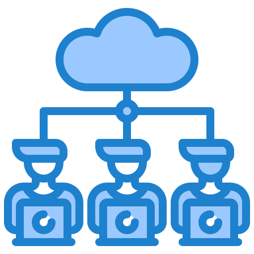 Cloud network srip Blue icon