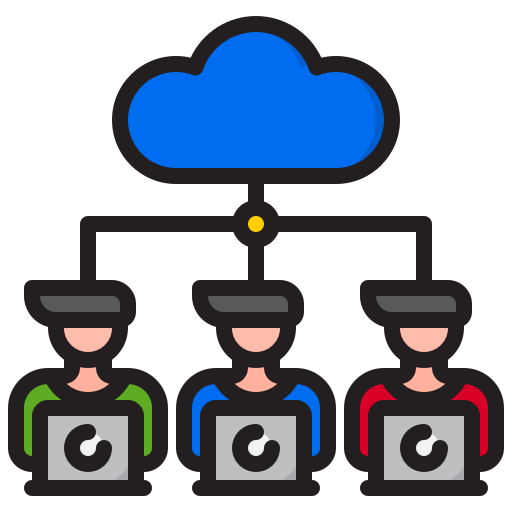 cloud netwerk srip Lineal Color icoon