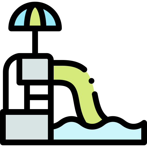 Water slide Detailed Rounded Lineal color icon
