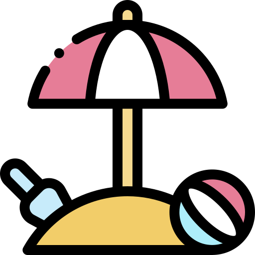 Beach Detailed Rounded Lineal color icon
