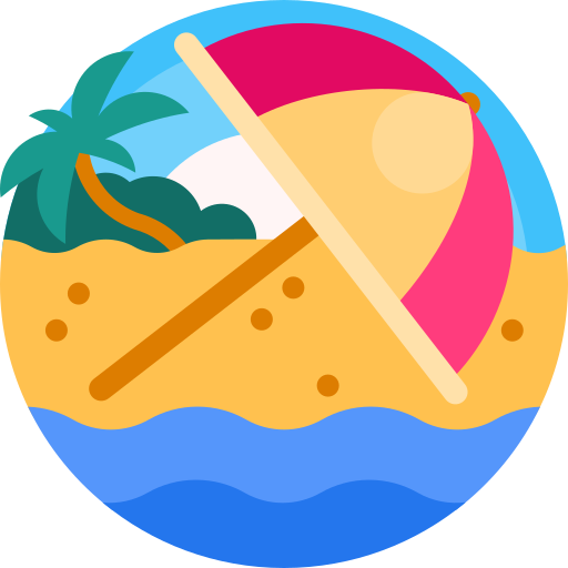 Пляж Detailed Flat Circular Flat иконка