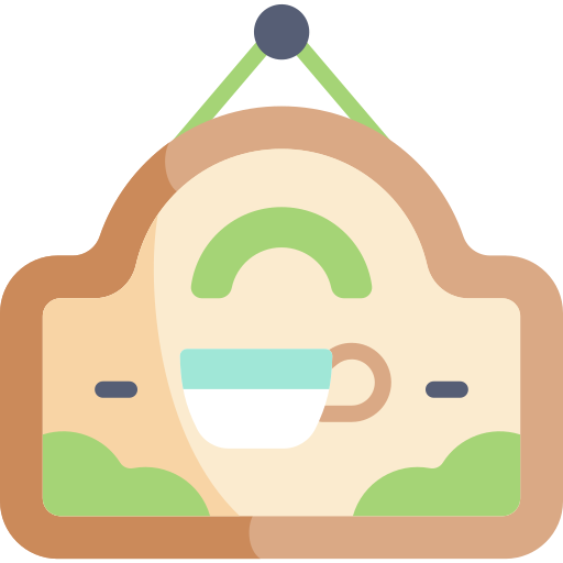 cafetería Kawaii Flat icono