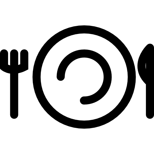 Fork, knife and plate outline  icon