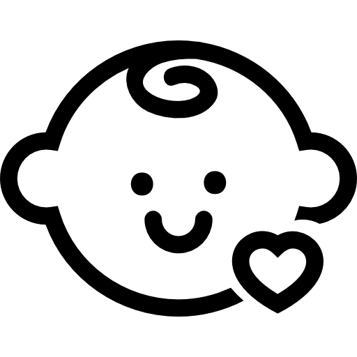 Голова младенца с контуром маленького сердца  иконка