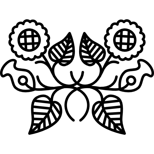 Two opened flowers with a couple of buds surrounded by leaves on vines  icon