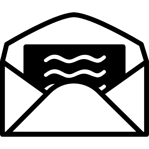 開いた封筒の背面図の中の手紙  icon