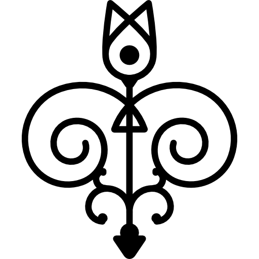 blumenmuster einer zentralen blume oben mit zwei spiralen  icon