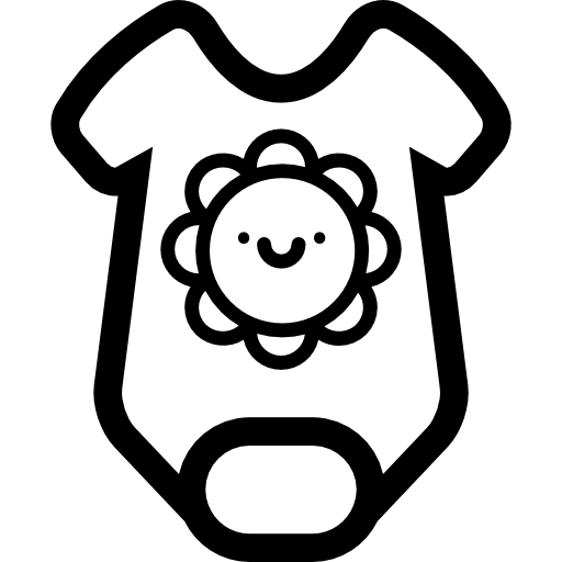esquema de onesie de bebé con sol sonriente  icono