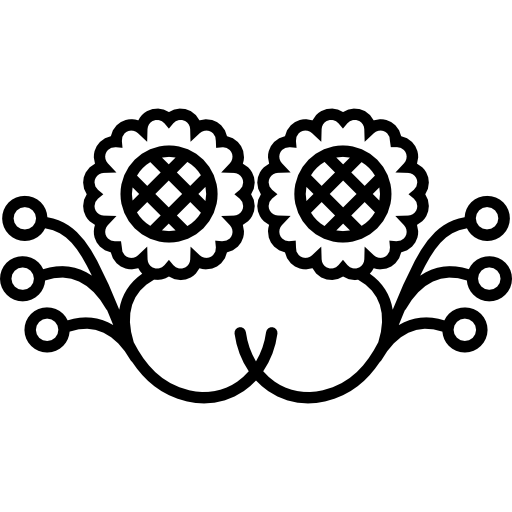 diseño de efecto espejo de girasoles con botones florales.  icono