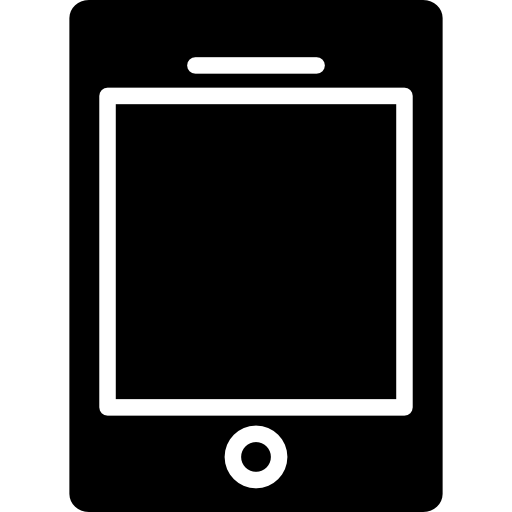 Computer tablet silhouette with white details  icon