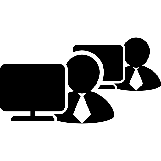 empleados masculinos frente a computadoras  icono