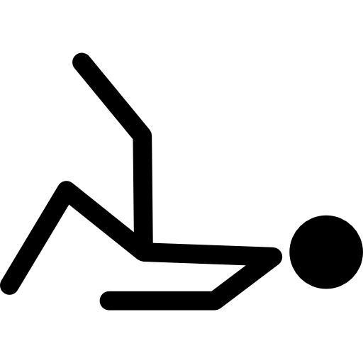 Stick man lying down and raising one leg  icon