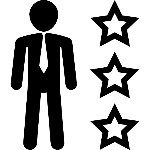 Man in business attire with three stars outline  icon