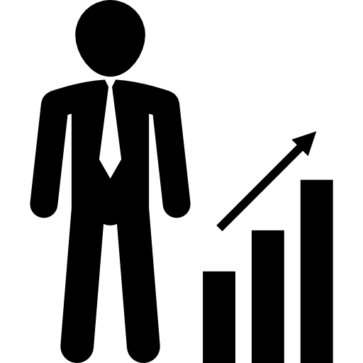 Бизнесмен с восходящим бизнес-графиком баров  иконка