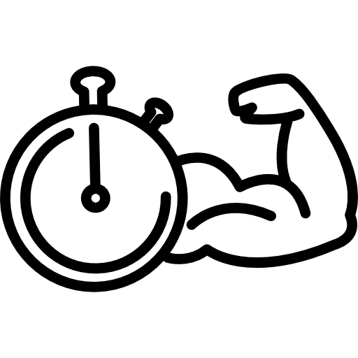 Gymnast muscular arm outline with a timer  icon