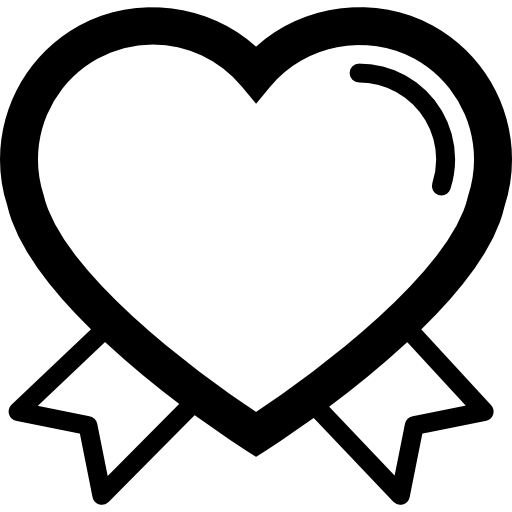 forma del contorno del cuore di san valentino con coppia di code di nastro  icona