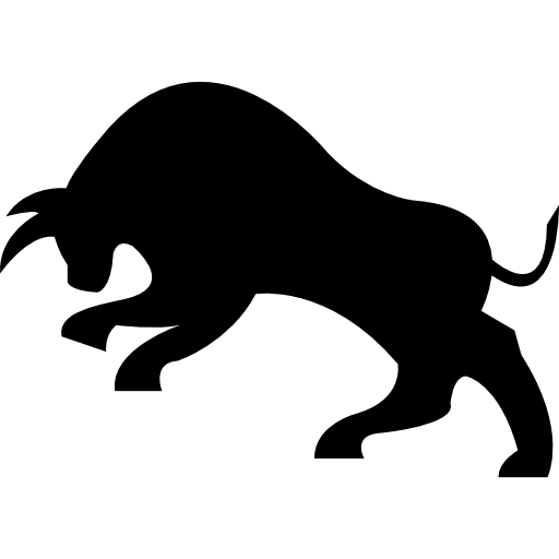 toro, vista lateral, negro, animal, forma  icono