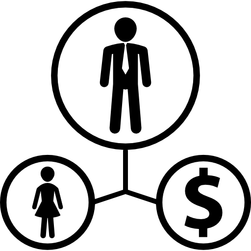 Human links with dollar currency  icon