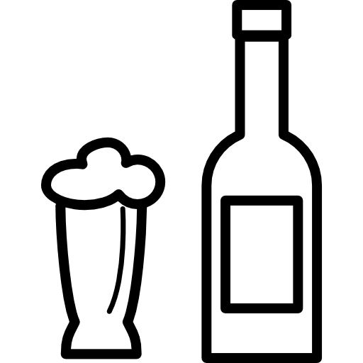 bottiglia e bicchiere di birra  icona