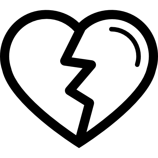 hartvorm met scheurvariant  icoon