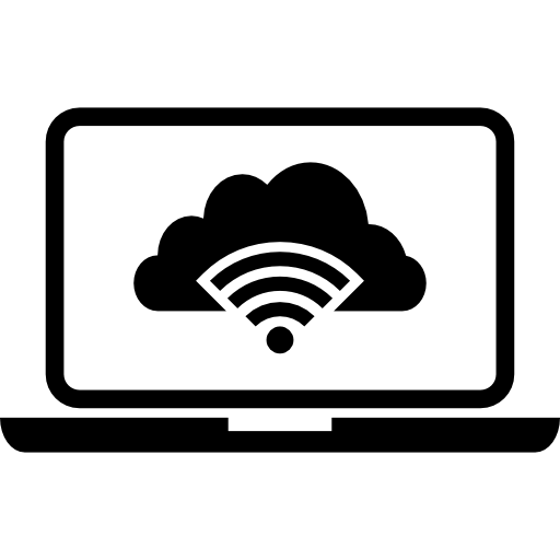 laptop aangesloten op de cloud  icoon